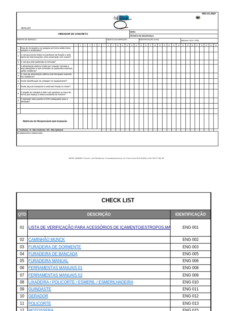 Cópia de CHECK - LIST - Diversos | PDF | Martelo | Ferramentas