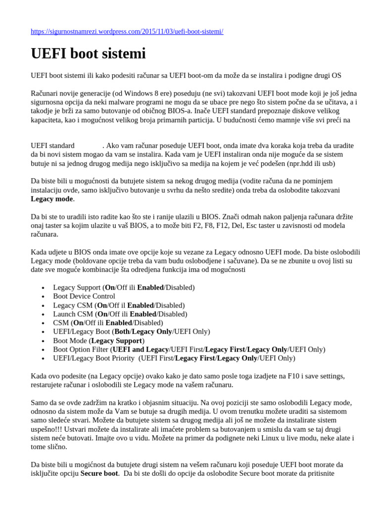 UEFI Boot Sistemi | PDF
