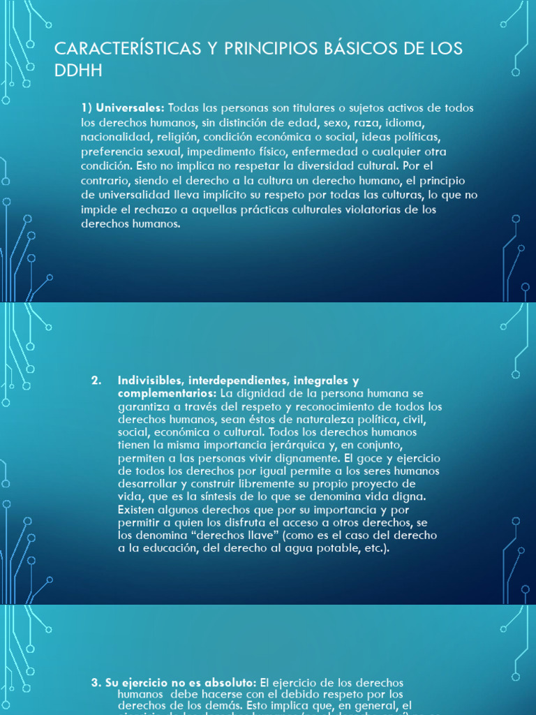 Características y Principios Básicos de Los DDHH | PDF | Derechos ...