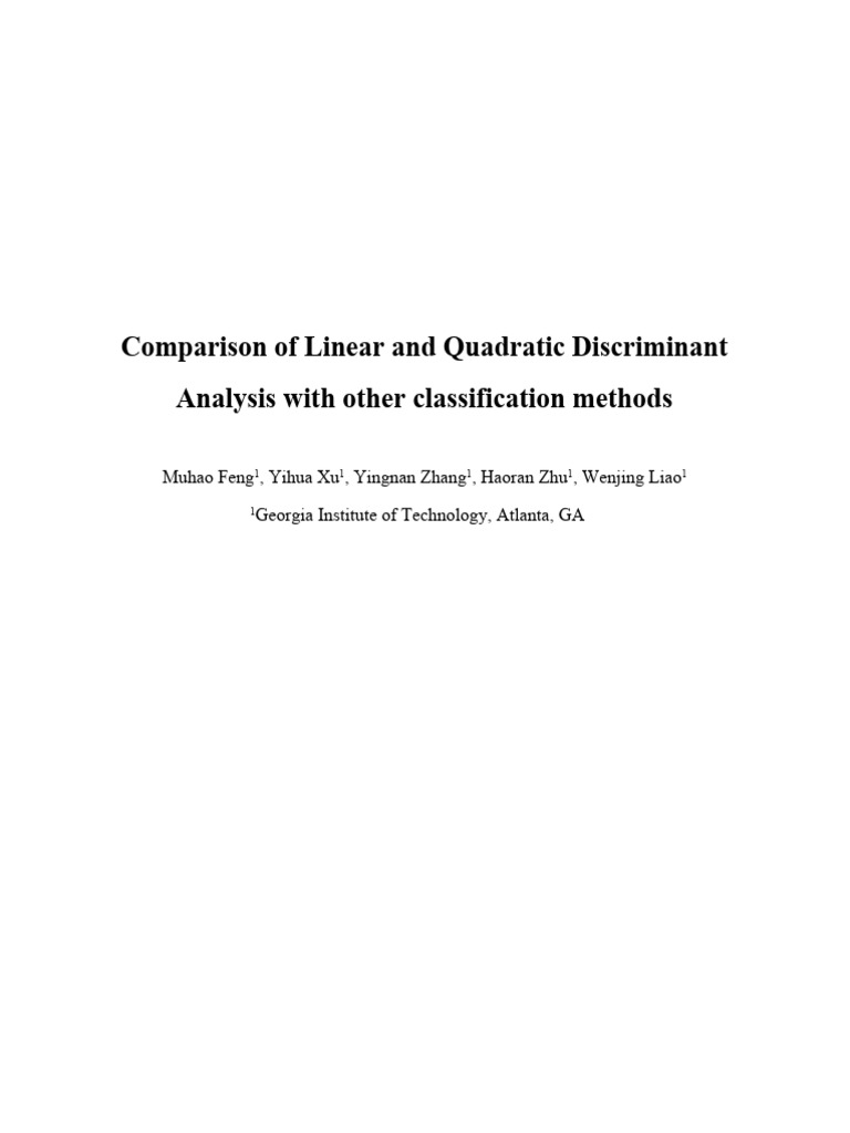 15-Comparison of Linear and Quadratic Discriminant | PDF | Principal ...
