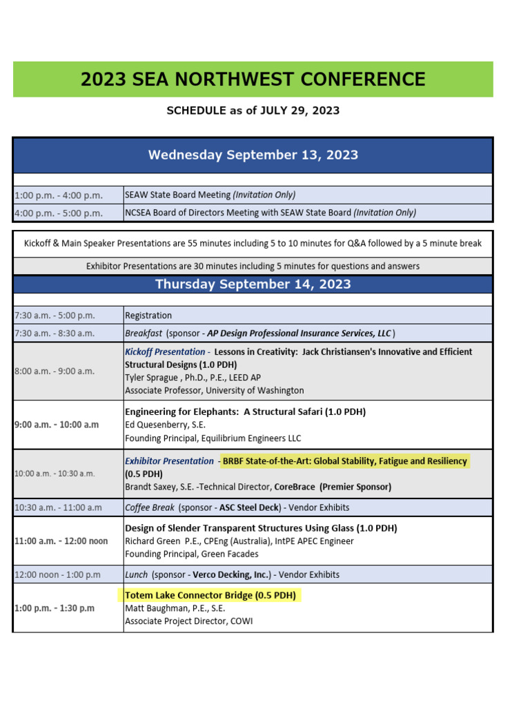 SEA+NW+Conference+Schedule+ +2023!07!29 | PDF | Civil Engineering