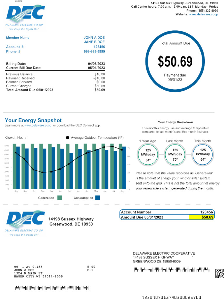 Sample Net-Metered Bill | PDF