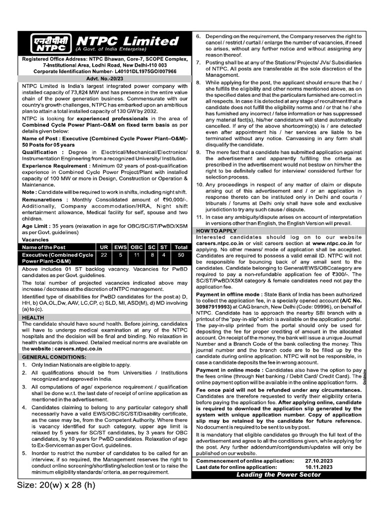 NTPC Executive Posts 13 | PDF