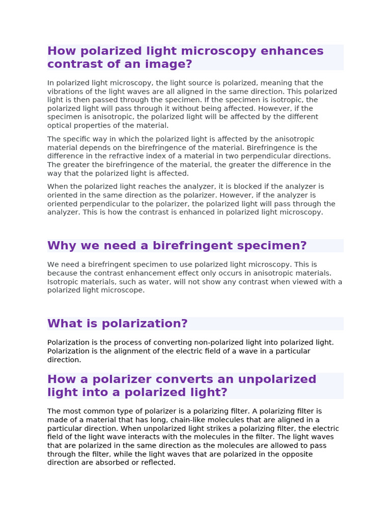Polarized Light Microscope | PDF | Polarization (Waves) | Microscopy