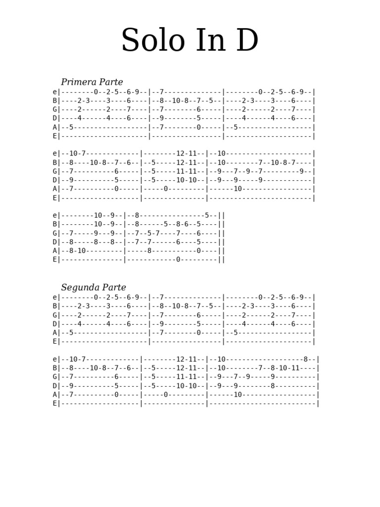 Solo in D | PDF