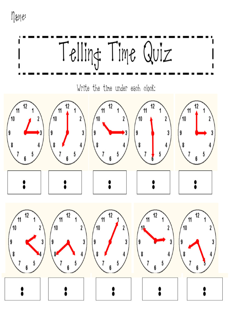 TellingTimeQuiz-1 | PDF