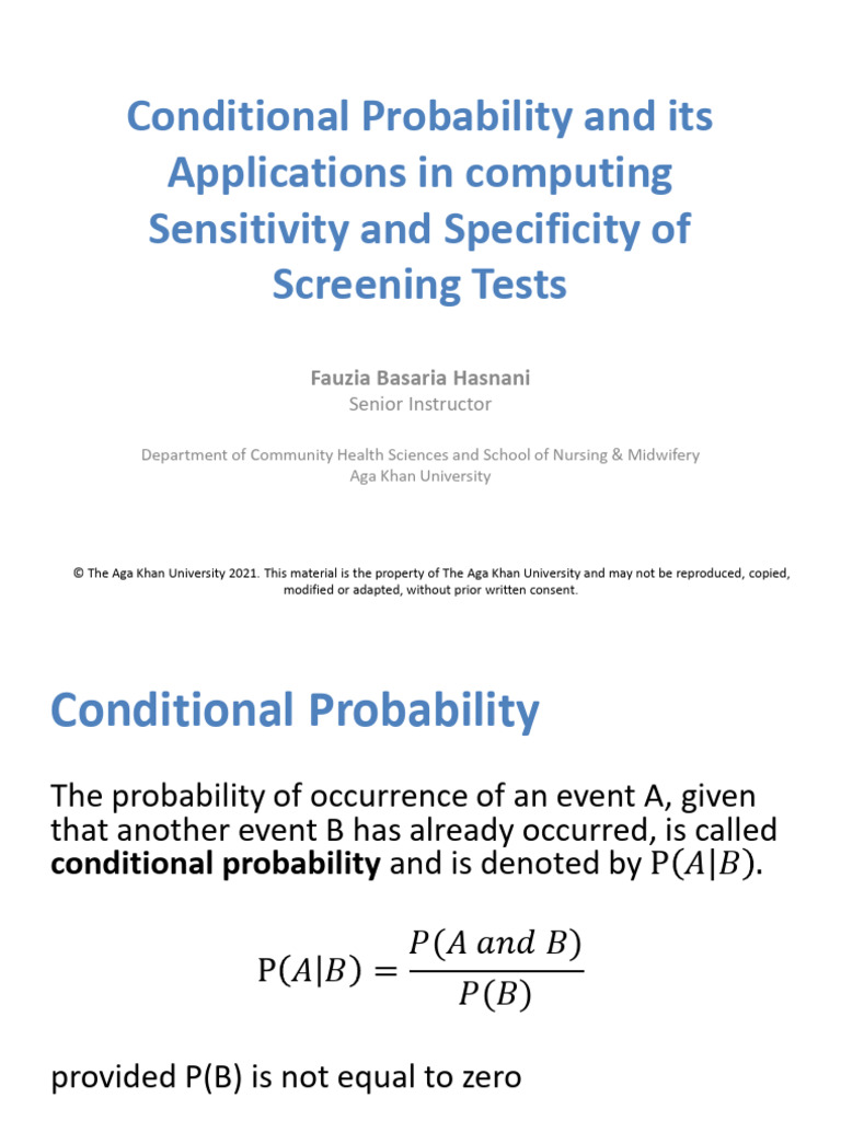 Conditional Probability Chapter | PDF | Sensitivity And Specificity ...