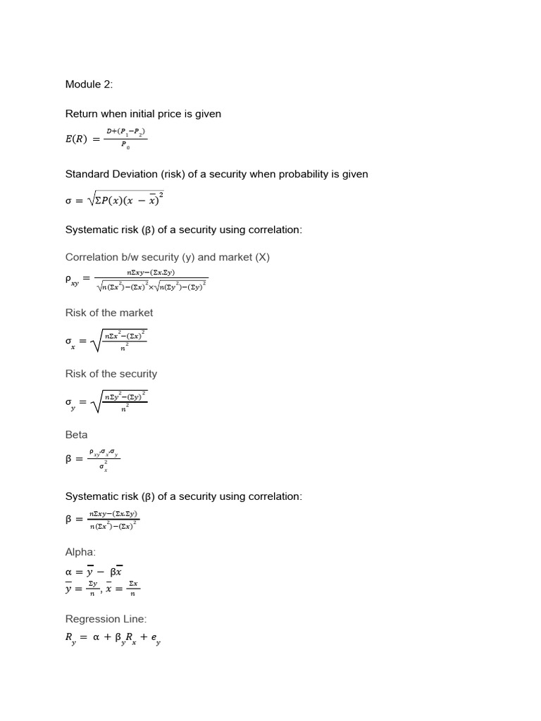 Formulas For Investment Management | PDF