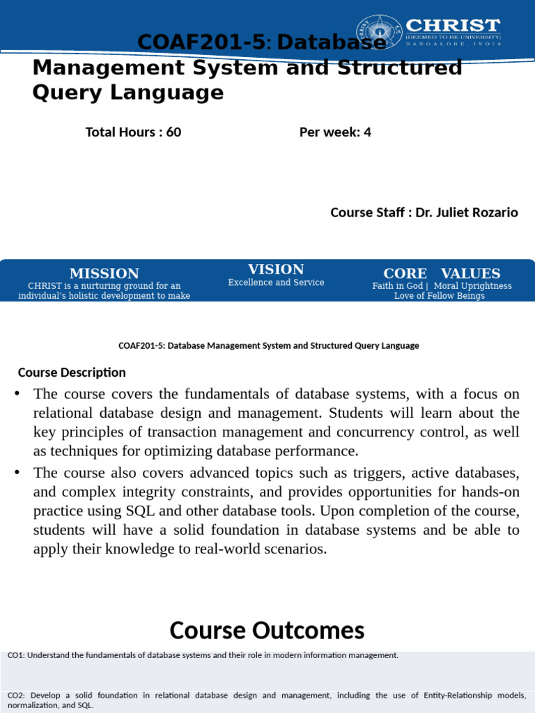 UNIT - 1 Concept Overview of DBMS | PDF | Databases | Database Transaction