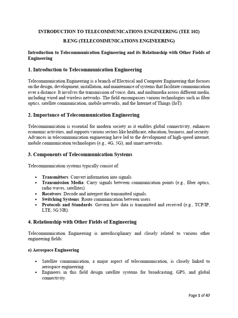 Introduction To Telecommunication Engineering | PDF | Radio Spectrum ...