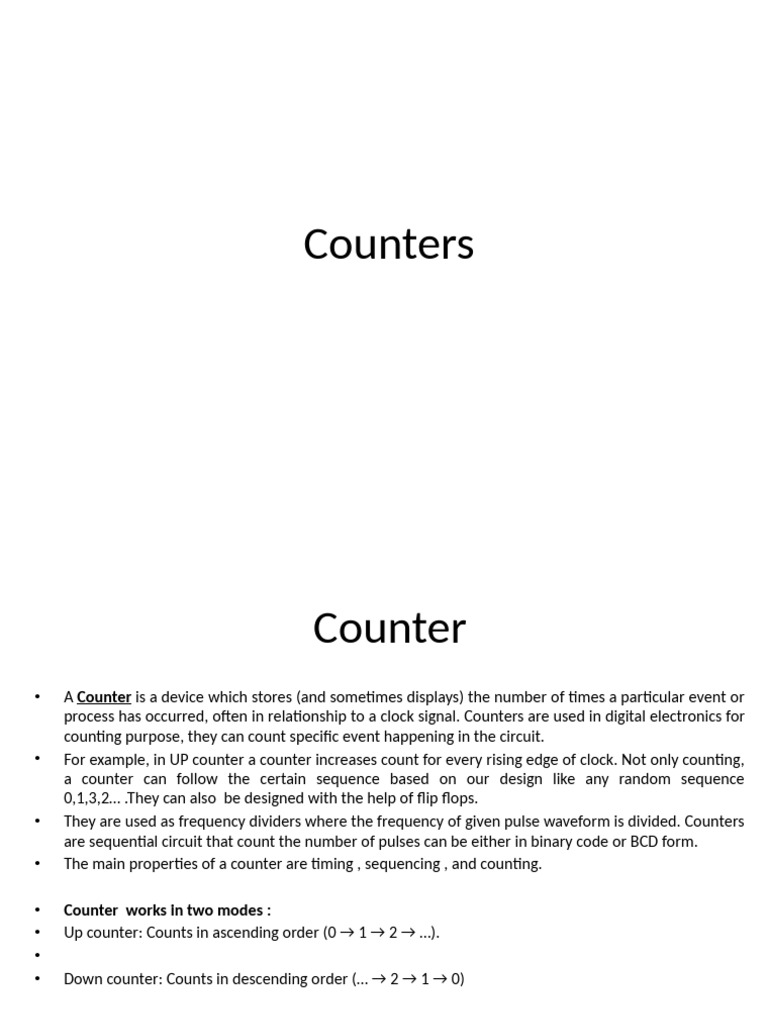 Counters in Digital Electronics Helpful For CSE Students | PDF | Signal ...