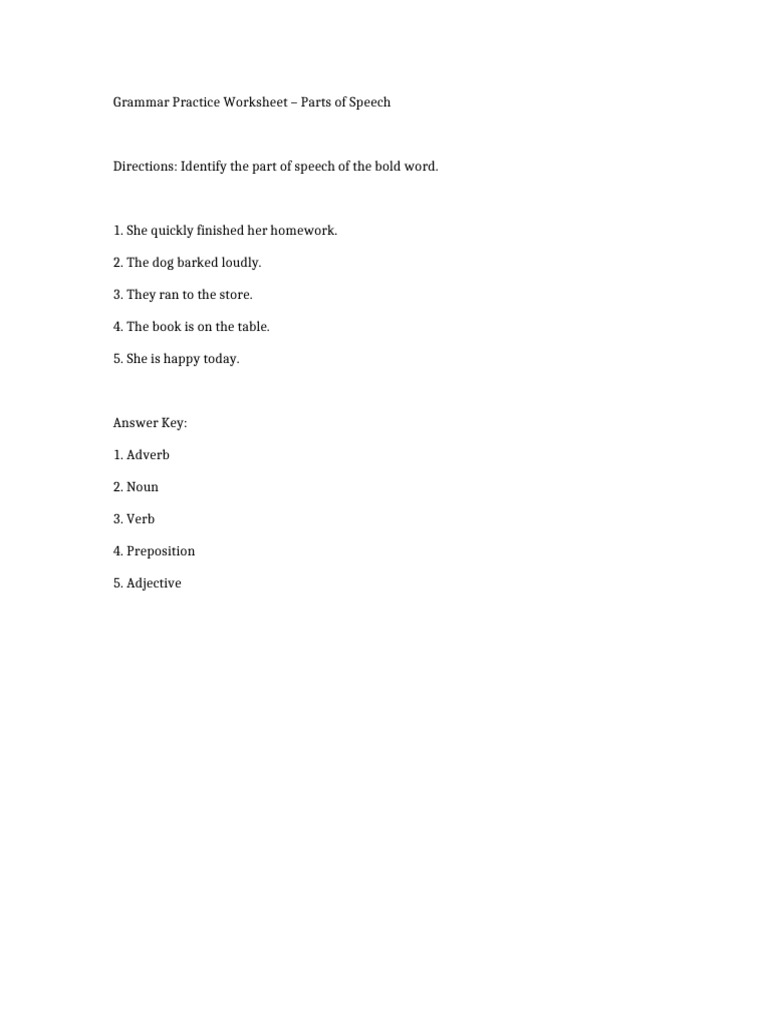 Grammar Practice Worksheet | PDF