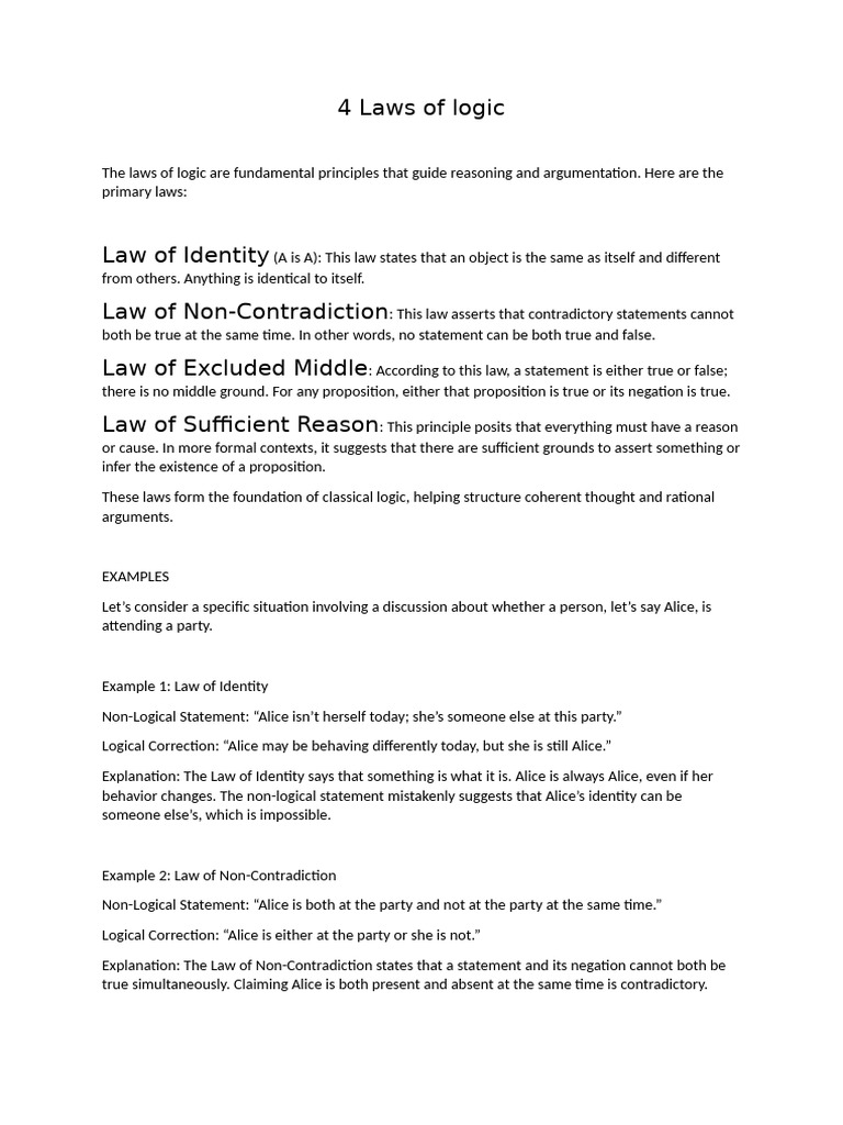 4 Laws of Logic | PDF | Logic | Metaphysics