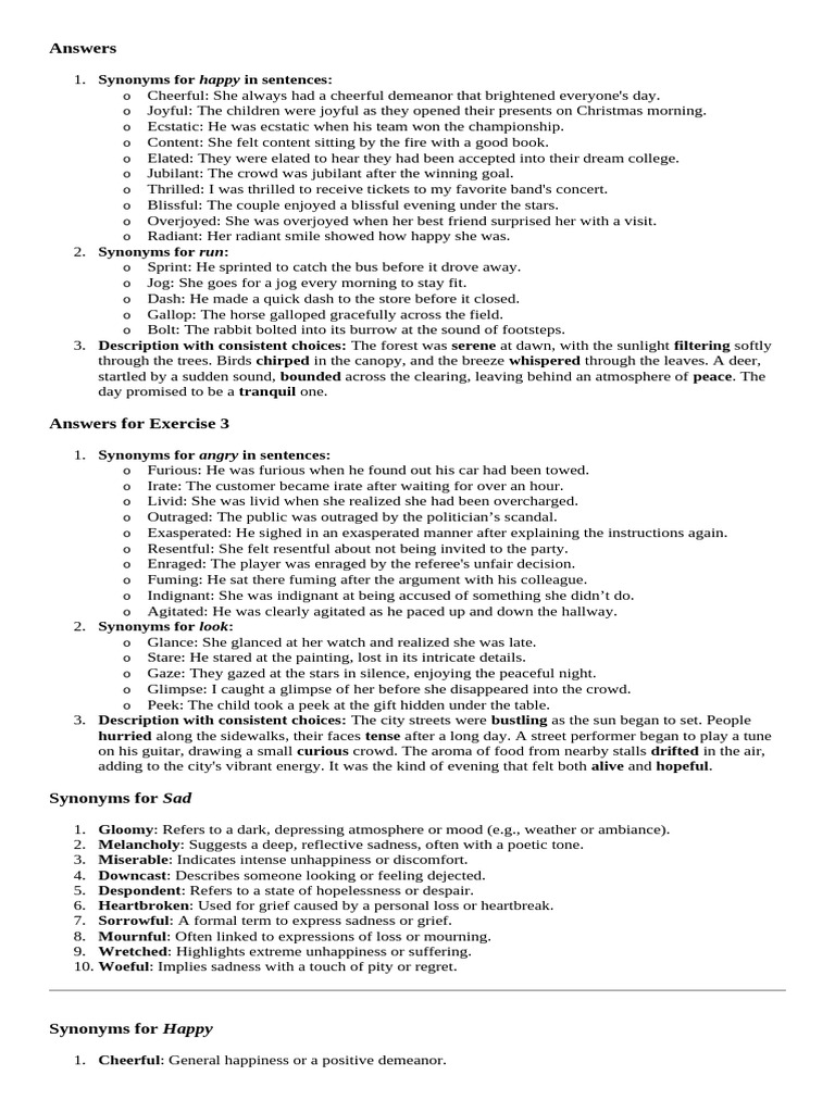 Answers For Narrative Writing | PDF | Anger | Psychology