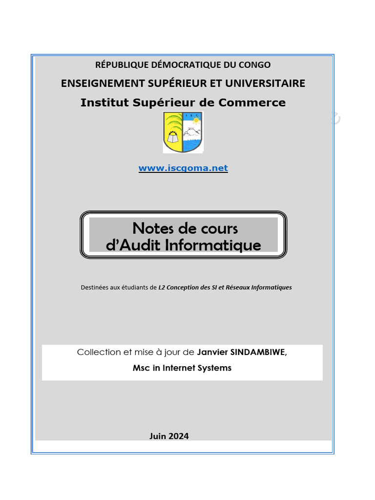 Notes de Cours DAudit Informatique | PDF | Audit | Sécurité des ...