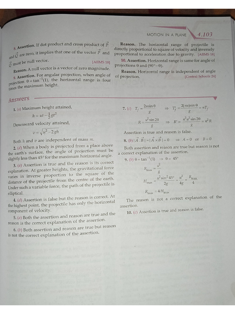 Part 2 (Motion in A Plane) | PDF