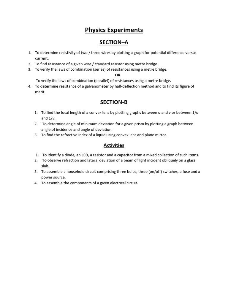 Physics Experiments | PDF