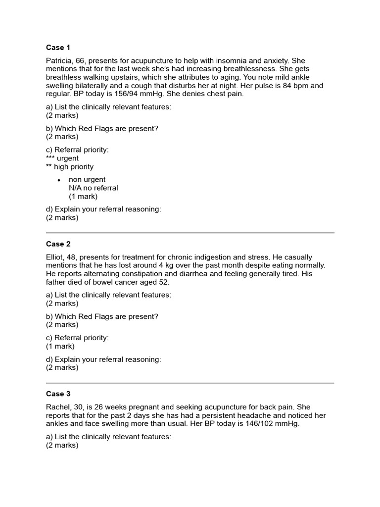 Red Flag Quiz and Answers | PDF | Hypertension | Pain
