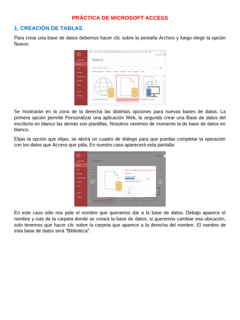 Práctica de Microsoft Access | PDF | Bases de datos | Software del sistema
