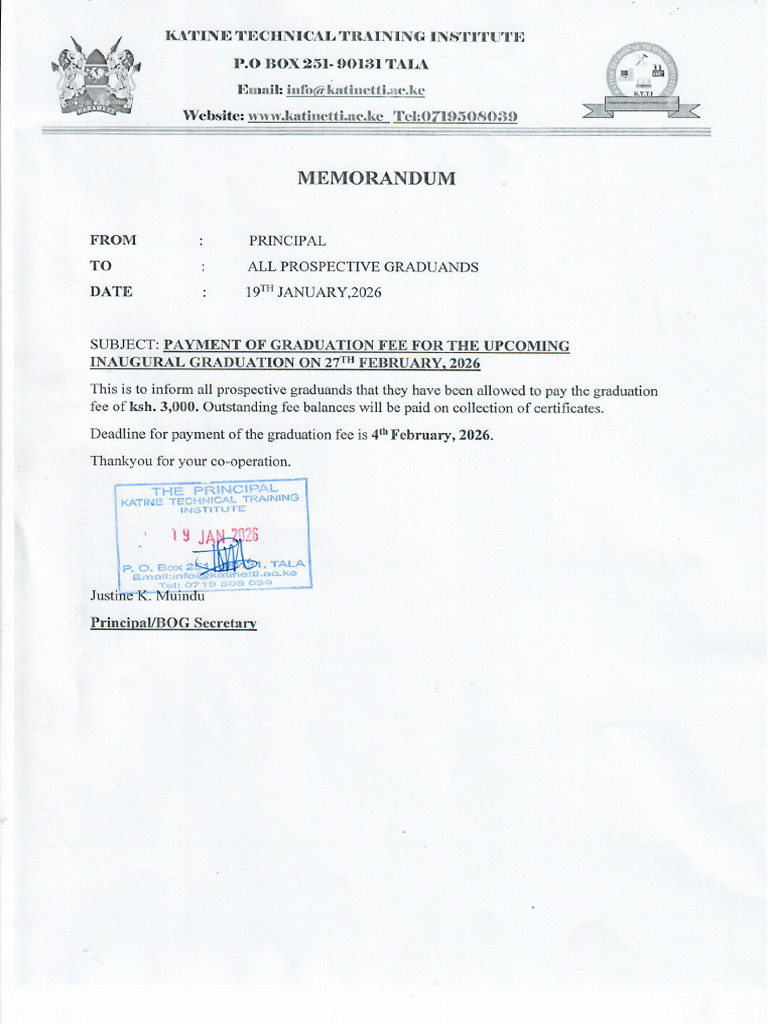 Memo on Payment of Graduation Fee | PDF