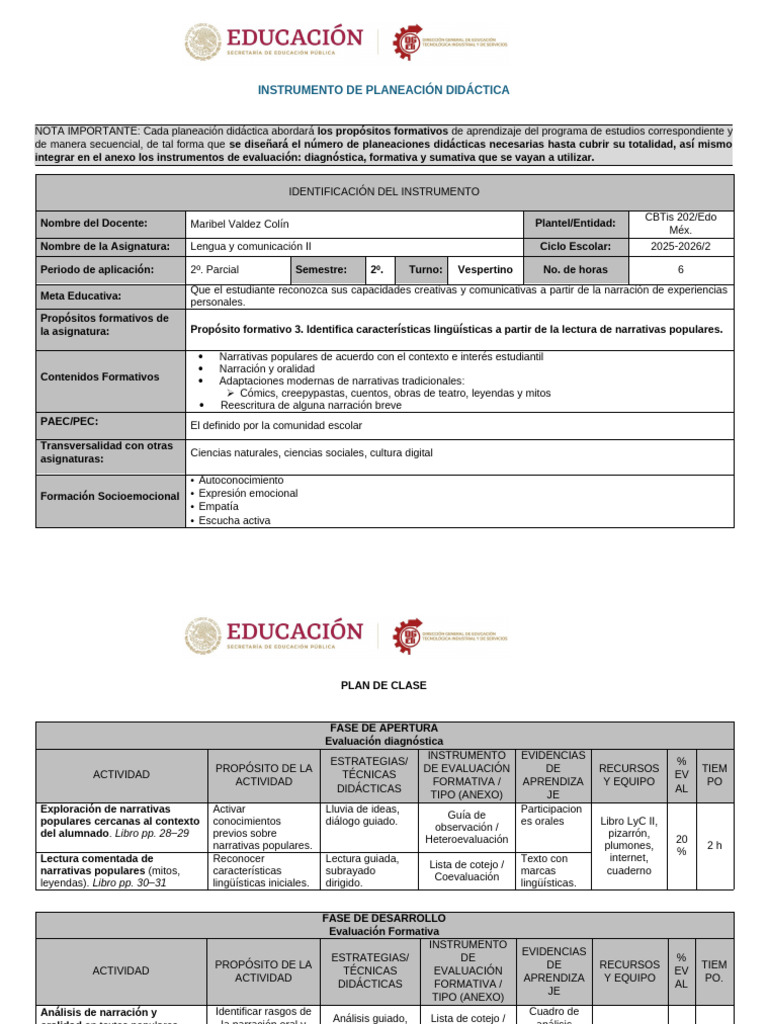LyC2_PLANEACION_PF3 | PDF | Aprendizaje