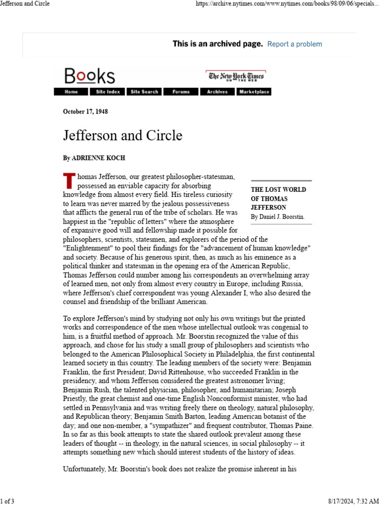 Boorstin - The Lost World of Thomas Jefferson | PDF | Thomas Jefferson ...