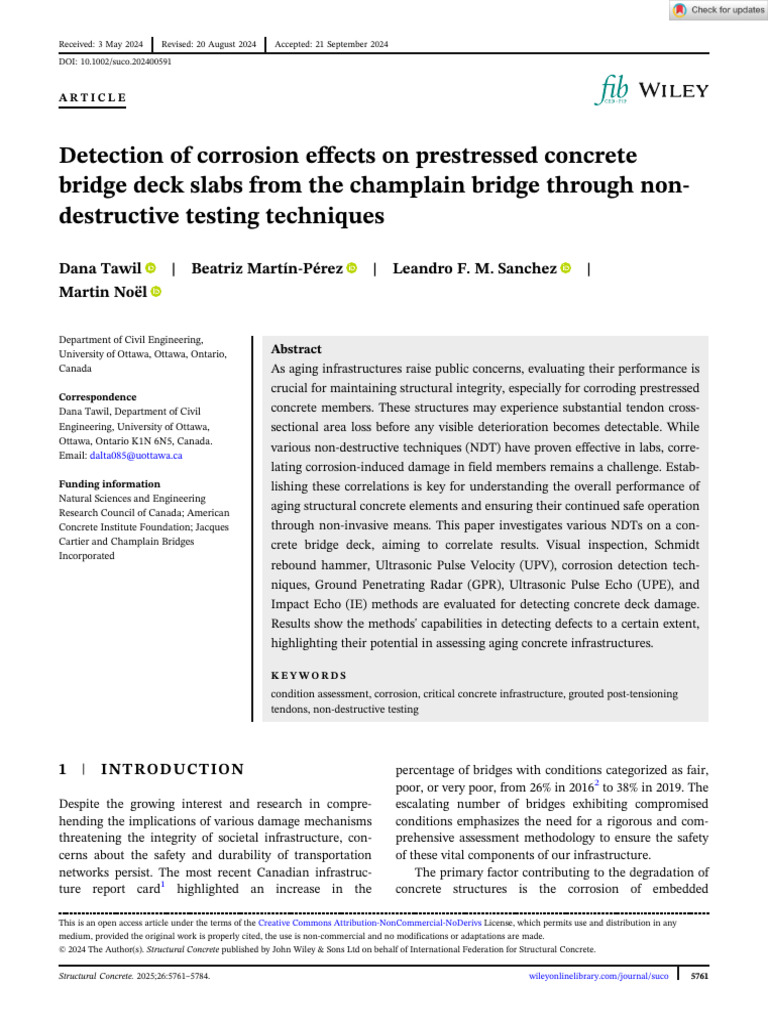 Detection of Corrosion Effects On Prestressed Concrete Bridge Deck ...