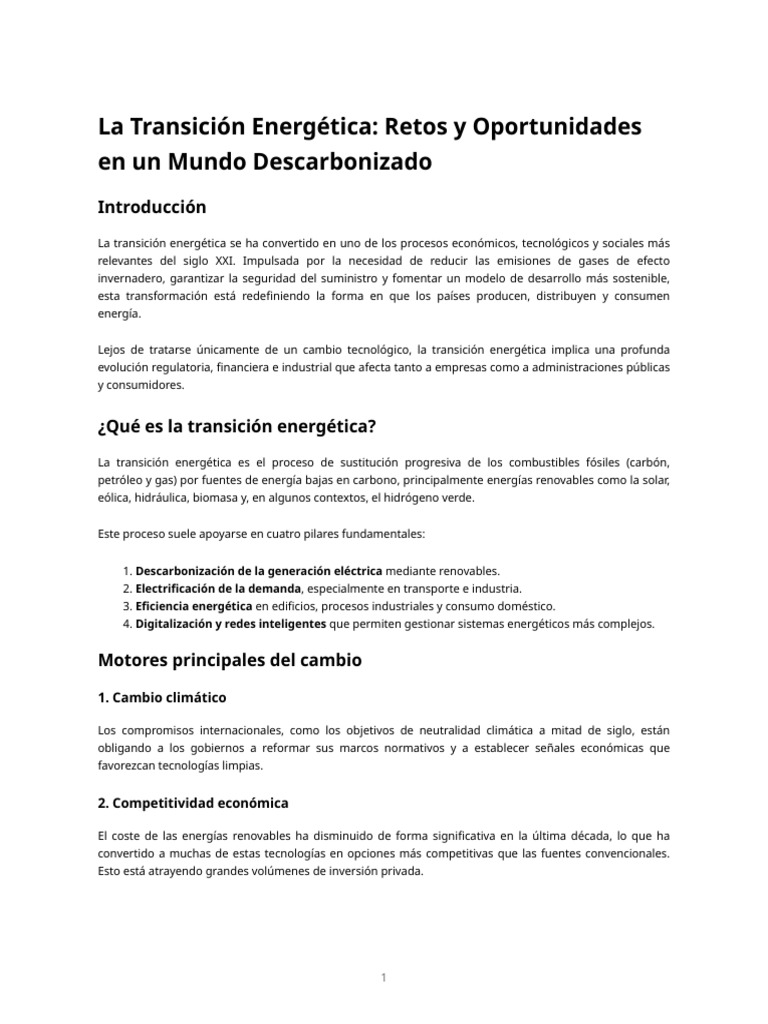 Transición Energética Y Retos Regulatorios | PDF | Energía renovable ...
