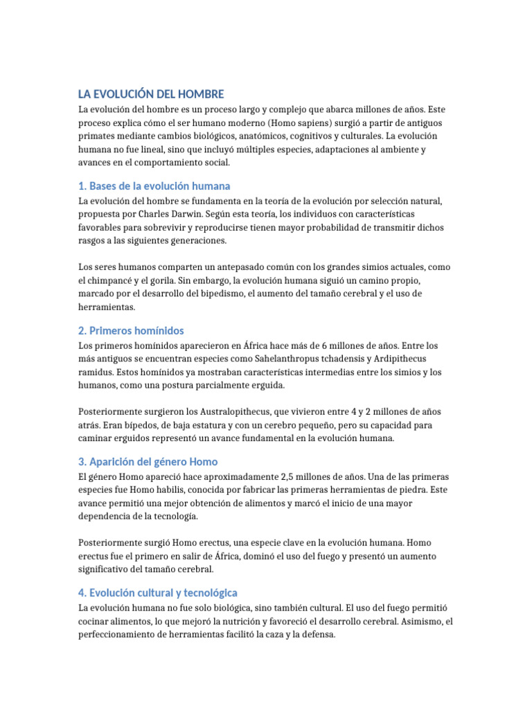 Evolucion Del Hombre | PDF | Evolución humana | Homo
