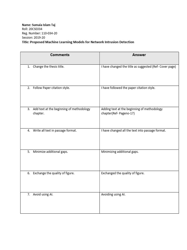 Comments Answer:: Proposed Machine Learning Models For Network ...