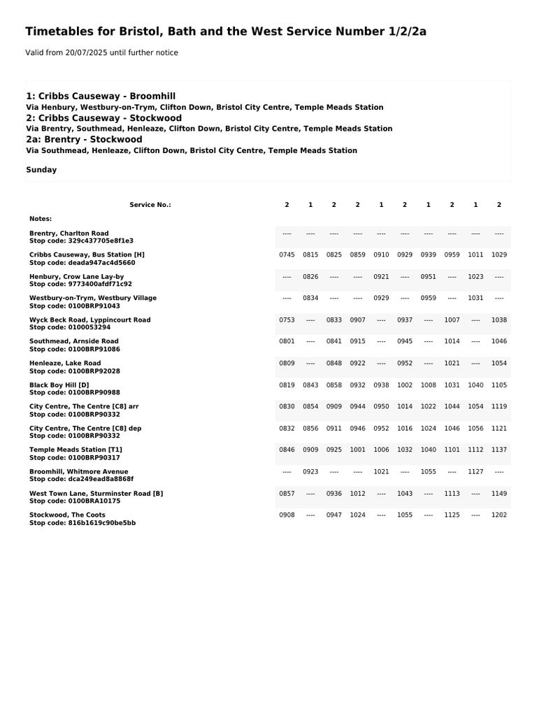 Bus Timetable 2 Sun | PDF