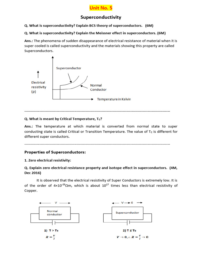 Unit 5 Superconductivity and Nanotechnology | PDF | Superconductivity ...