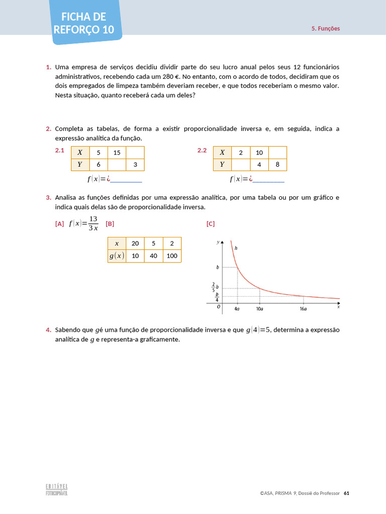 Ficha de Reforço 10 - Unidade 5 | PDF