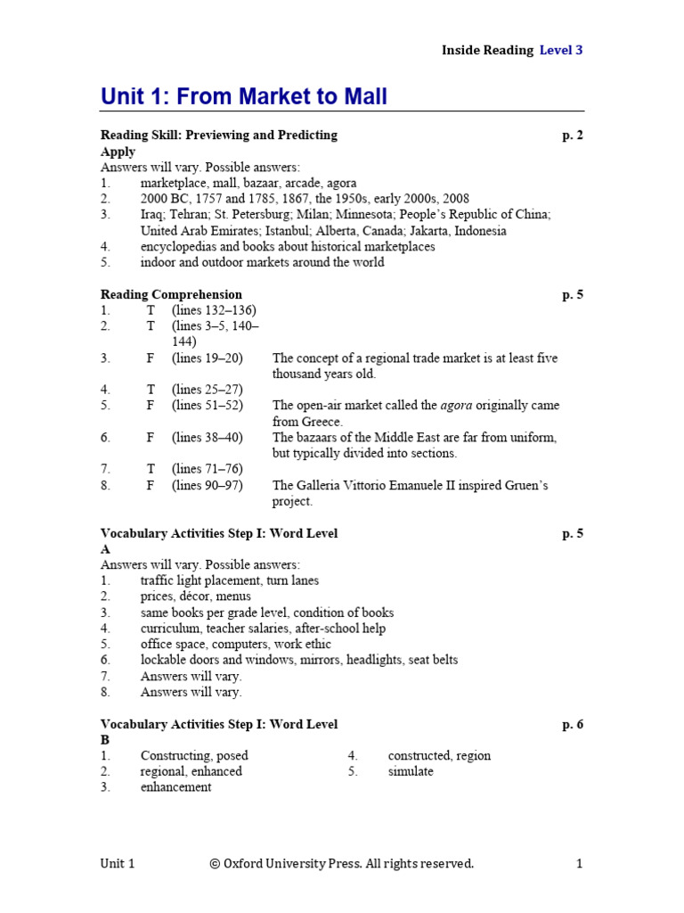 Inside Reading 3 Answers | PDF | Vaccines | Vaccination