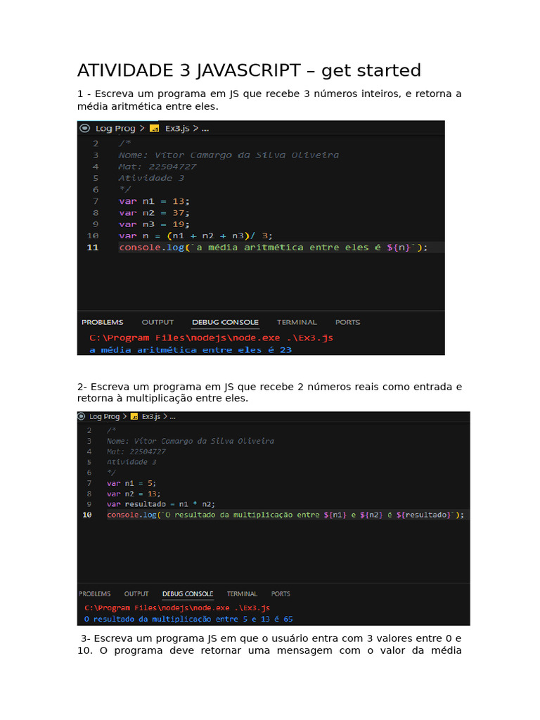 ATIVIDADE 3 | PDF | Script Java | Linguagem de programação