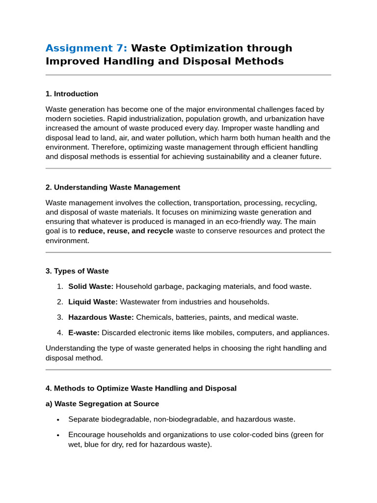 Assignment 7 | PDF | Waste Management | Waste
