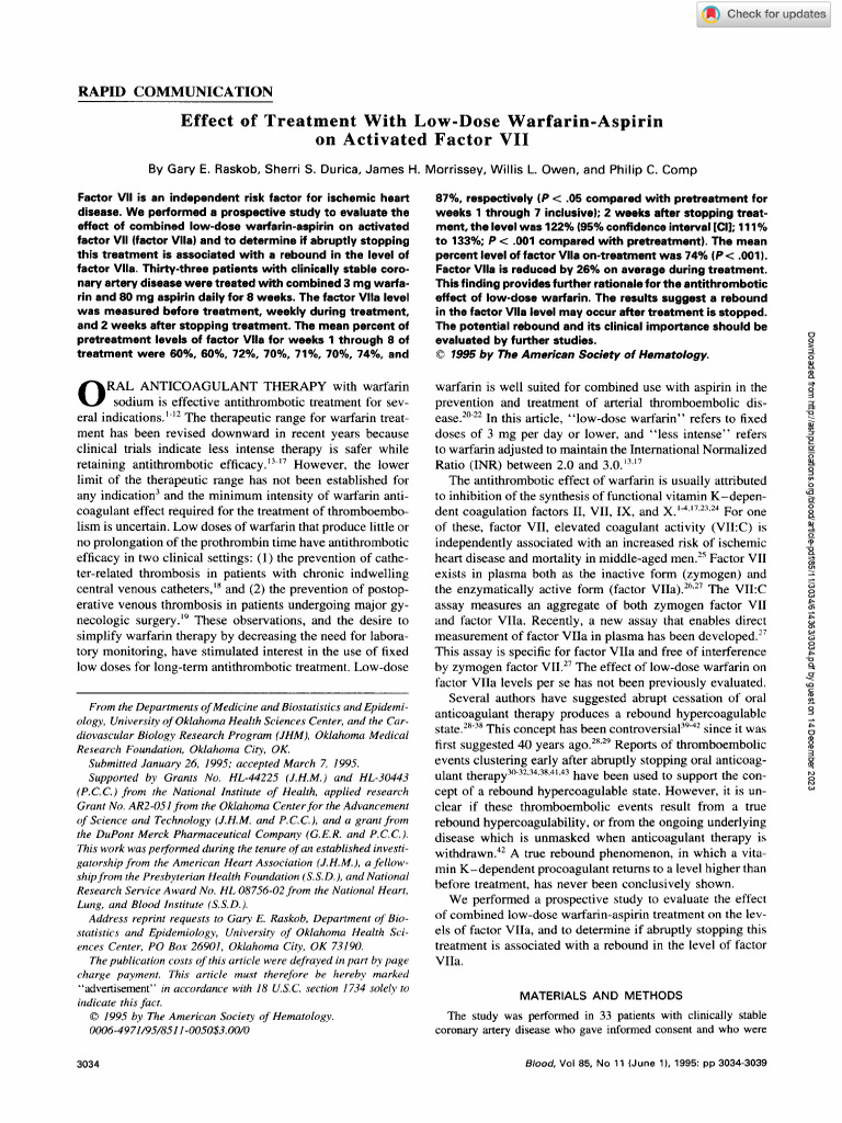 5. Effect of Treatment With Low-Dose Warfarin-Aspirin | PDF