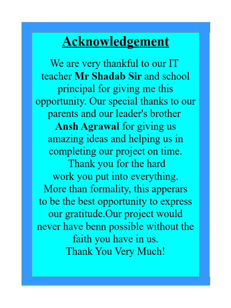 Acknowledgement | PDF