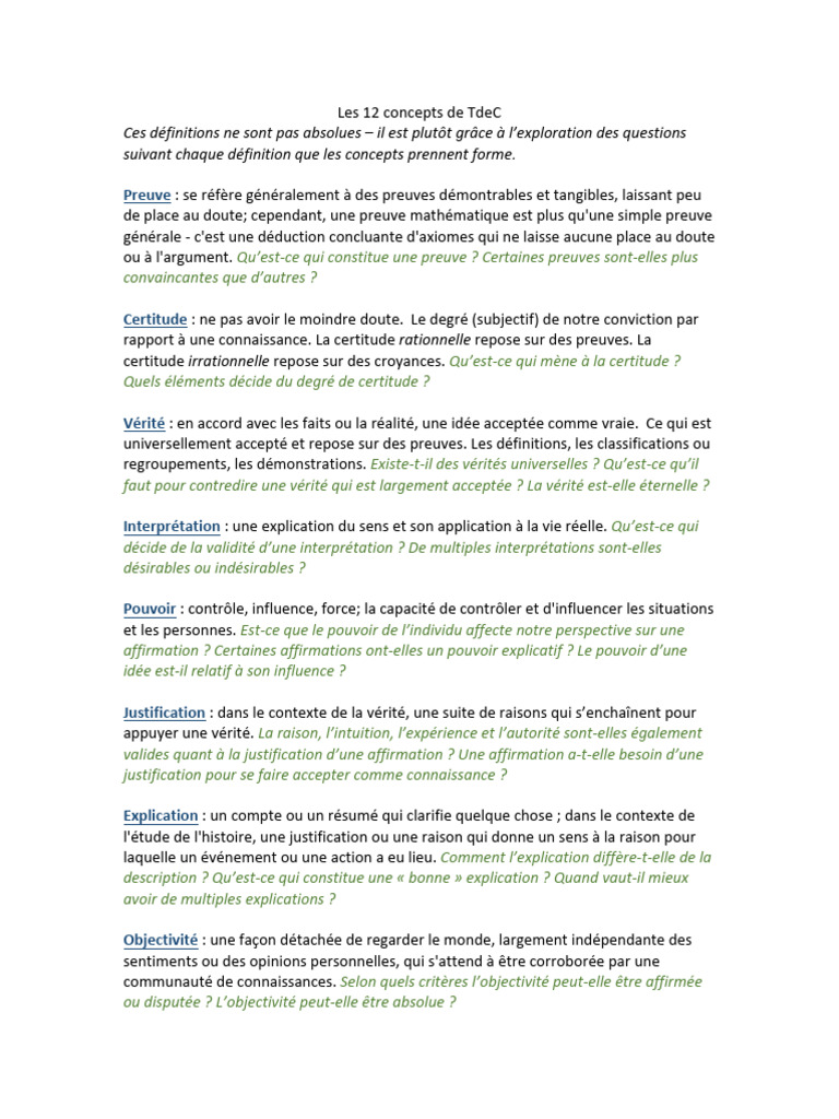 Les 12 Concepts de TdeC | PDF | Preuve mathématique | Vérité
