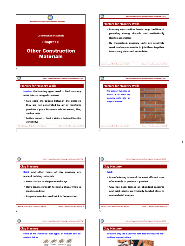 Chapter 6 Construction Materials | PDF | Mortar (Masonry) | Masonry