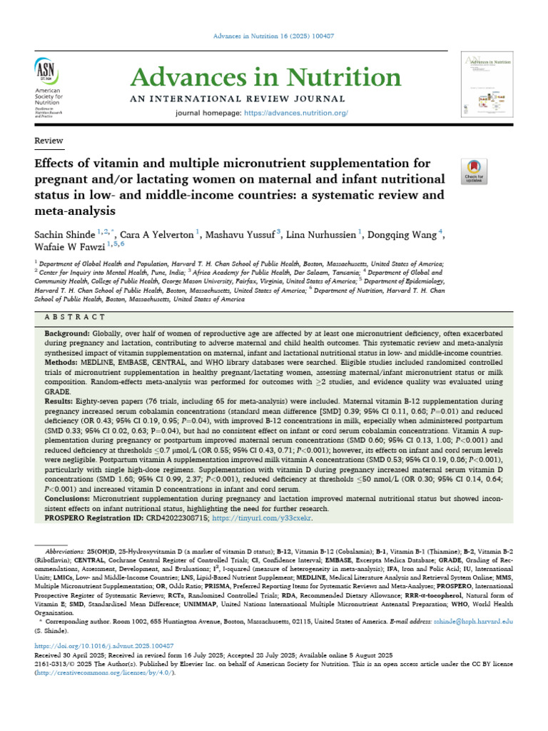 Effects of Vitamin and Multiple Micronutrient Supp | PDF | Meta ...