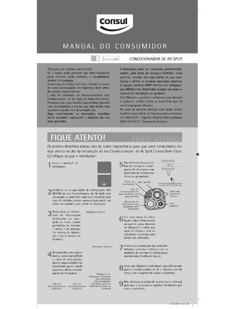 Manual - Ar Condicionado 12000 BTU Consul | PDF