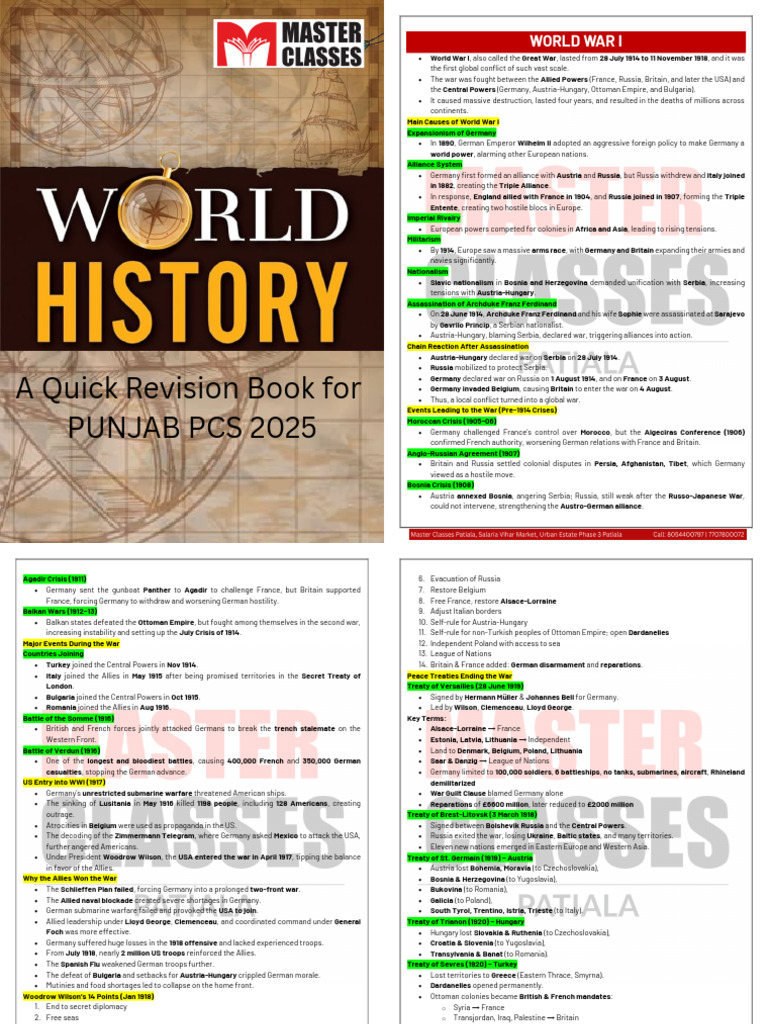 World History Quick Revision | PDF | Allies Of World War I | World War II