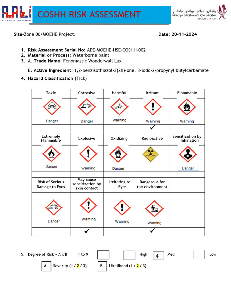 COSHH Risk Assessment - Fenomastic Wonderwall | PDF | First Aid ...