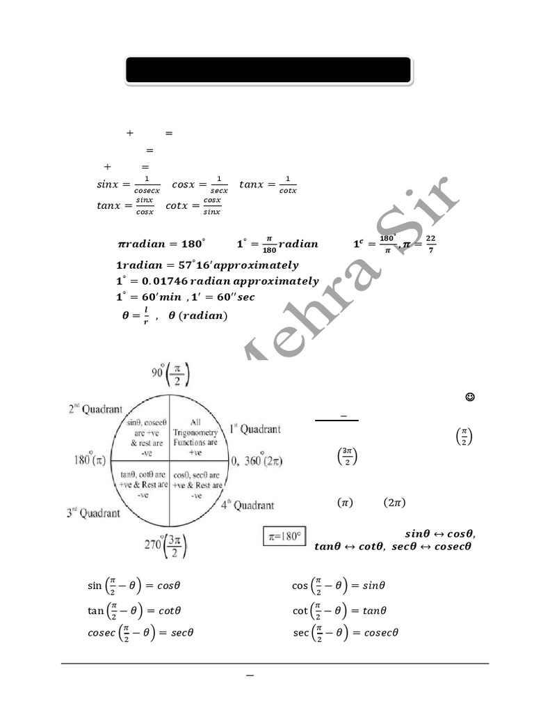 Trigonometry Formulas | PDF | Triangle Geometry | Chess Theory
