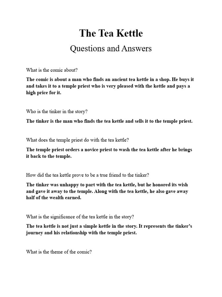 The Tea Kettle Q&A | PDF
