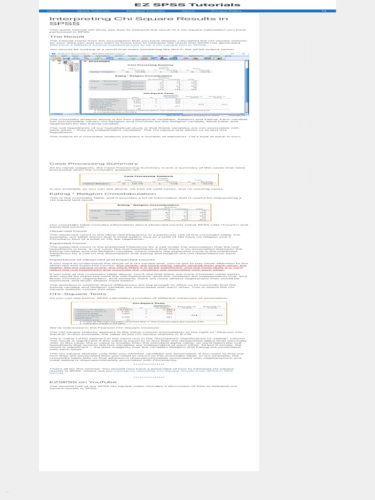 Interpreting Chi Square Results in SPSS EZ SPSS Tutorials 2 | PDF | Chi ...