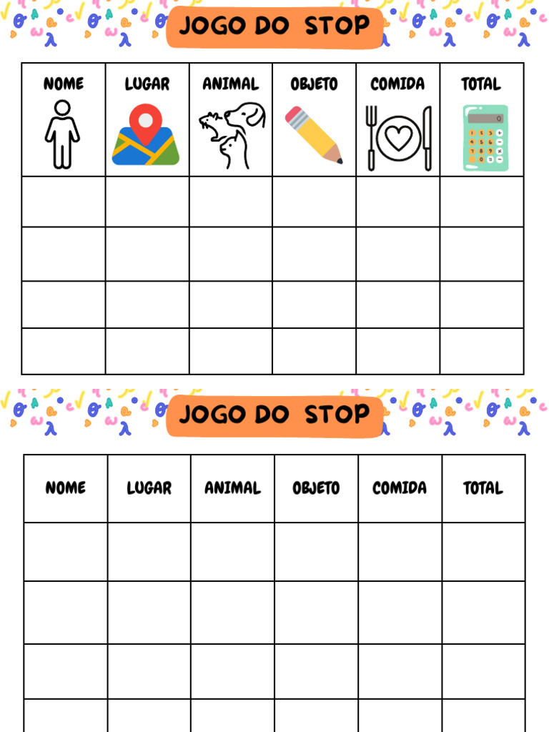 Jogo Do STOP | PDF