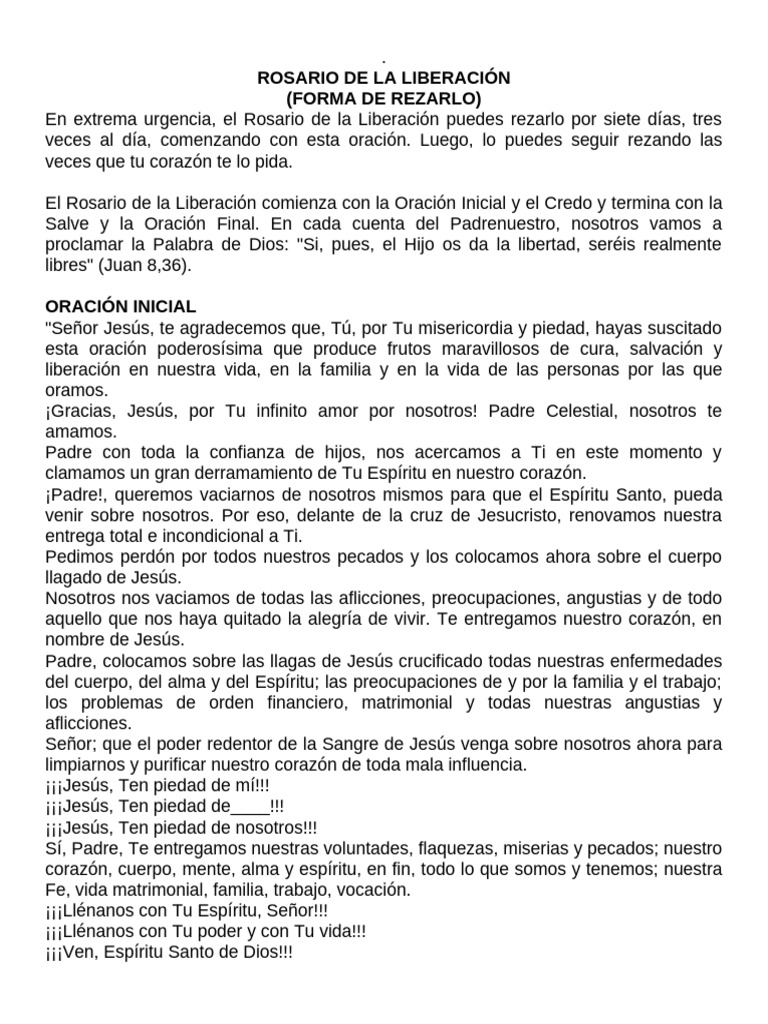 Rosario de La Liberación | PDF | Creencia religiosa y doctrina | Teología