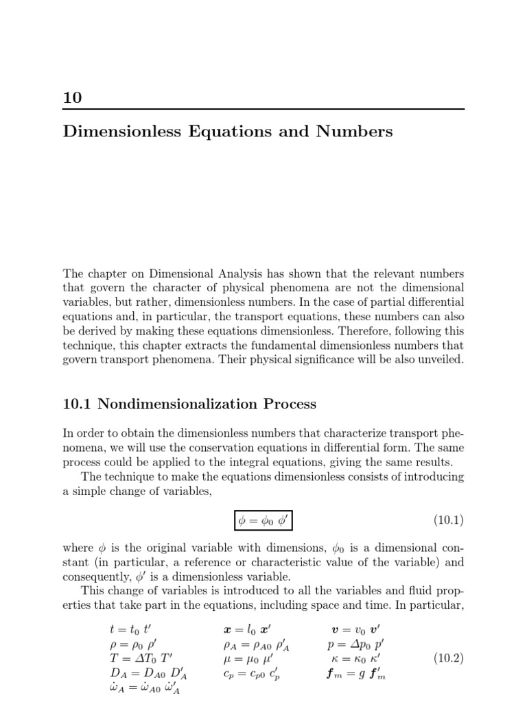 Dimensionless Equations and Numbers | PDF | Reynolds Number | Viscosity